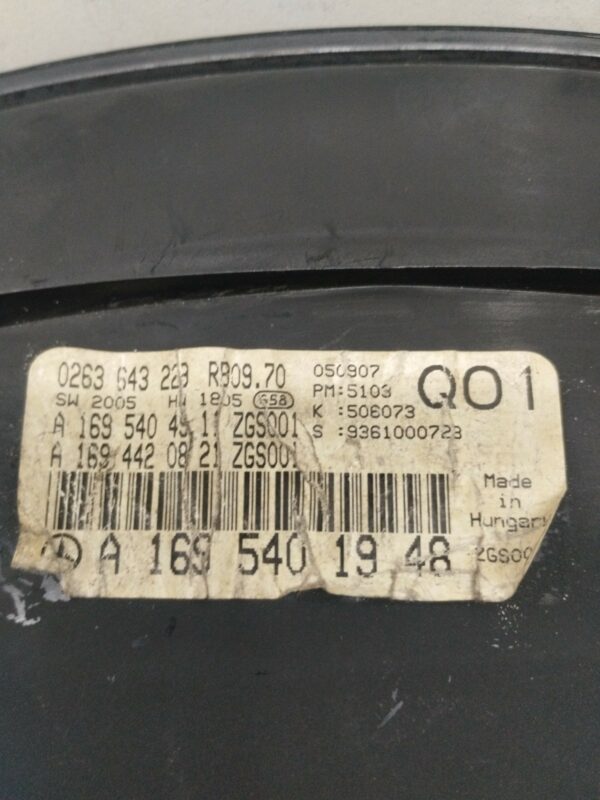 TABLERO DE INSTRUMENTOS MERCEDES CLASE B (W245) 2.0 CAT NAFTA Motor 2,0 Ltr.  116 CV  [2005 - 2011] 3 Puertas - Imagen 3