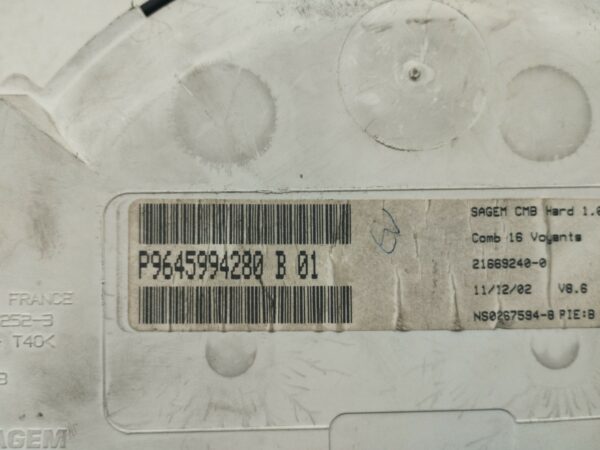 TABLERO DE INSTRUMENTOS CITROEN C3 1,1 NAFTA 95 Motor 1,1 Ltr.  60 CV  [1995 - 2010] 3 Puertas - Imagen 2