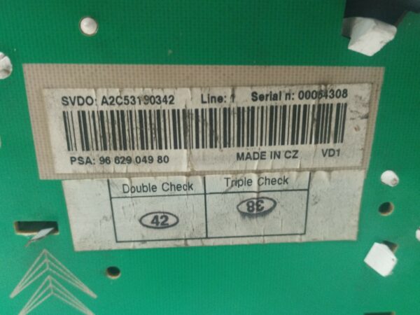 TABLERO DE INSTRUMENTOS PEUGEOT 207 CC 1.6 HDi FAP CAT (9HZ / DV6TED4) DIESEL Motor 1,6 Ltr.  109 CV  [2007 - 2012] 3 Puertas - Imagen 2